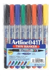 Artline EK041T/8W - sæt med 8 penne - Twin Tip Permanent marker - 0,4 / 1,0 mm spids